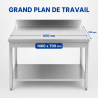 Mesa Inox 1400x700 mm Respaldo y Estante Inferior