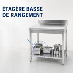Mesa Inox 1400x700 mm Respaldo y Estante Inferior
