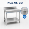 Mesa Inox 1400x700 mm Respaldo y Estante Inferior