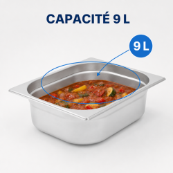 Bac Gastro GN 2/3 Inox 9 L - Profundidad 100 mm