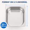 Bac Gastro GN 2/3 Inox 9 L - Profundidad 100 mm