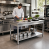 Mesa de Inox 1600 x 600 mm con Estante Inferior — AISI 201