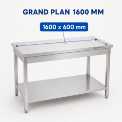 Mesa de Inox 1600 x 600 mm con Estante Inferior — AISI 201
