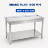Mesa de Inox 1600 x 600 mm con Estante Inferior — AISI 201