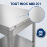 Mesa de Inox 1600 x 600 mm con Estante Inferior — AISI 201