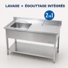 Plonge Inox 1 Bac Escurridor Derecho - L 1000 x P 600 mm