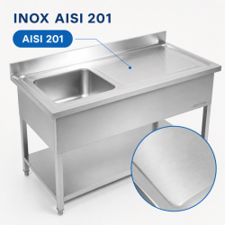 Plonge Inox 1 Bac Escurridor Derecho - L 1000 x P 600 mm