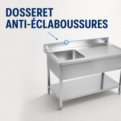 Plonge Inox 1 Bac Escurridor Derecho - L 1000 x P 600 mm