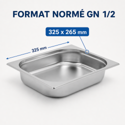 Bac Gastro GN 1/2 Inox - 65 mm - 4 L - Cocina Pro
