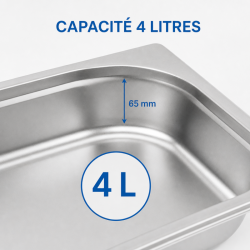 Bac Gastro GN 1/2 Inox - 65 mm - 4 L - Cocina Pro