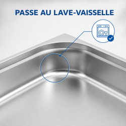 Bac Gastro GN 1/2 Inox - 65 mm - 4 L - Cocina Pro