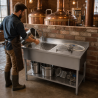Plonge Inox 1 Cubeta 1200x600 mm, Escurridor Derecho, Respaldo