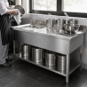 Plonge Inox 1 Cubeta 1200x600 mm, Escurridor Derecho, Respaldo