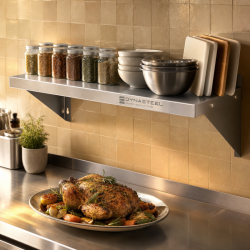 Estante de Pared Inox 800 x 300 mm con Respaldo
