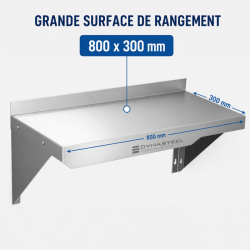 Estante de Pared Inox 800 x 300 mm con Respaldo