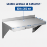Estante de Pared Inox 800 x 300 mm con Respaldo