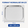 Bac Gastro GN 2/3 Inox — Profundidad 20 mm, 1,35 L