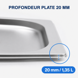 Gastro GN 2/3 Stainless Steel Pan — Depth 20 mm, 1.35 L