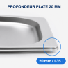 Bac Gastro GN 2/3 Inox — Profundidad 20 mm, 1,35 L