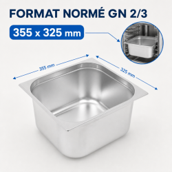 Bac Gastro GN 2/3 Inox 13 L - Profundidad 150 mm