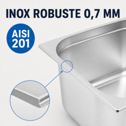 Bac Gastro GN 2/3 Inox 13 L - Profundidad 150 mm