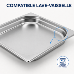 Bac Gastro GN 2/3 Inox — 40 mm, 3 L, Lavavajillas