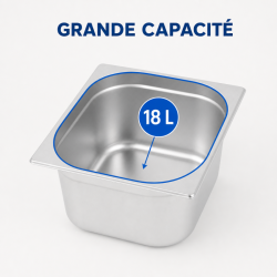 Bac Gastro GN 2/3 Inox 18 L - Profundidad 200 mm