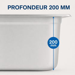 Bac Gastro GN 2/3 Inox 18 L - Profundidad 200 mm