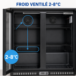Arrière-Bar Refrigerado 209 L 2 Puertas de Vidrio — Ventilado