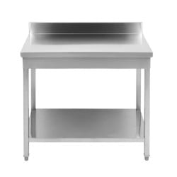 Mesa Inox 1400x700 mm Respaldo y Estante Inferior