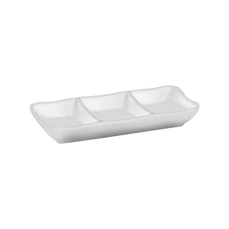 Plato de salsa triple de melamina - 19 x 8 cm