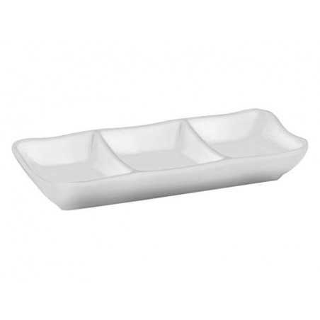 Plato de salsa triple de melamina - 19 x 8 cm