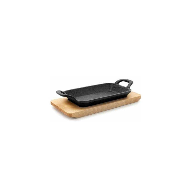 Mini Plancha Grill Lisa con Base de Madera - 225 x 100 mm Lacor