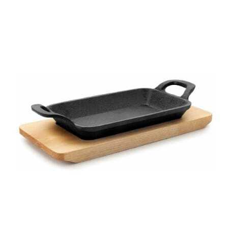 Mini Plancha Grill Lisa con Base de Madera - 225 x 100 mm Lacor