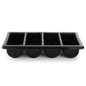 Cubo de Cubiertos Negro - 4 Compartimentos Hendi