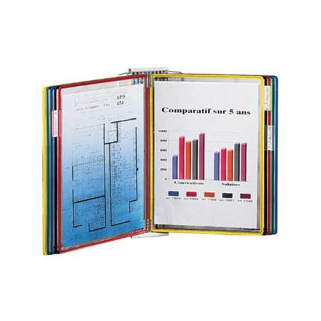 Protector de documentos giratorio de pared A4 PVC con 10 fundas