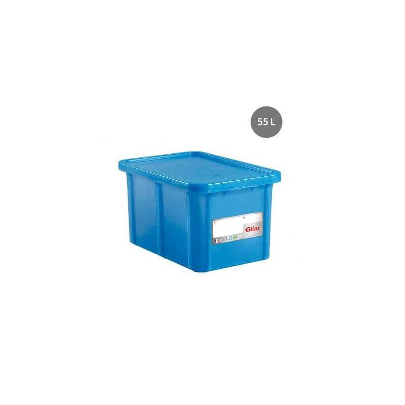 Bac HACCP Rectangular con Tapa - 55 L - Azul