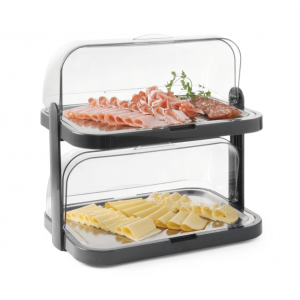 Vitrine Buffet con Tapa Deslizante UNIQ - 2 Bandejas - Negro - HENDI
