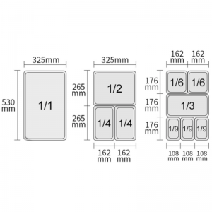 Bandeja GN 1/1 para Chafing Dish con 2 compartimentos Hendi