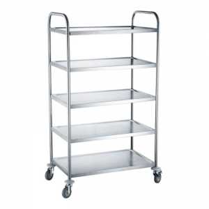 Stainless Steel 5-Tray Service Trolley - Hendi