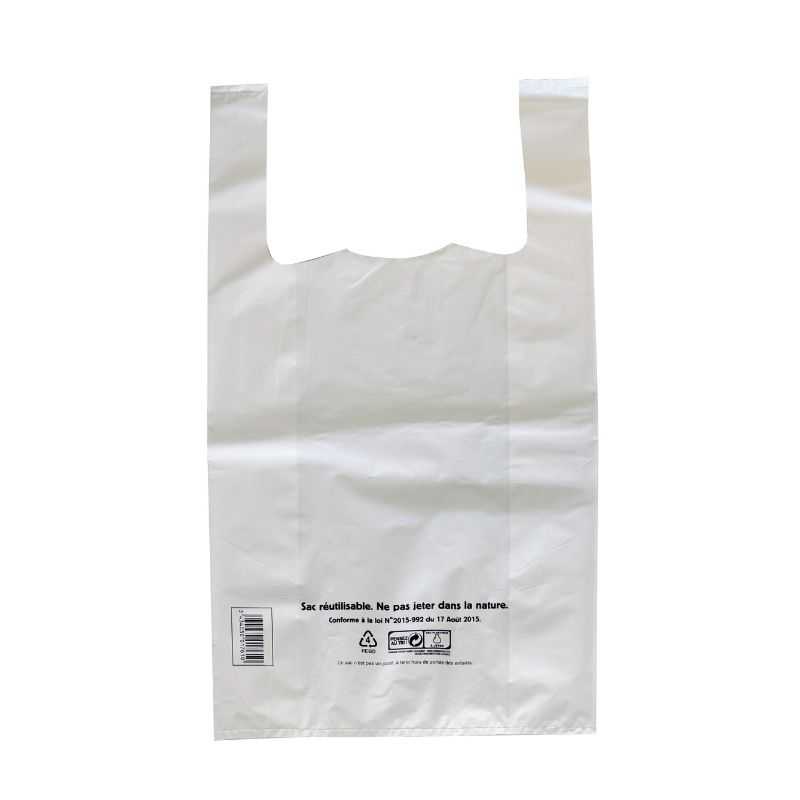 Bolsas de asas reutilizables blancas - 10 L - Lote de 500