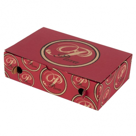 Caja de pizza Calzone roja - 20 x 30 cm - Ecológica - Lote de 100