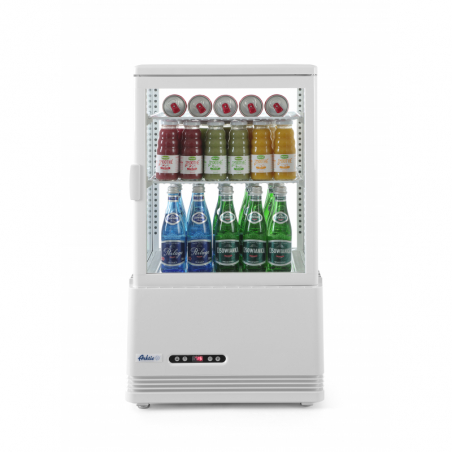 Vitrina refrigerada blanca de 4 caras de cristal - 58 L