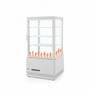 Vitrina refrigerada blanca de 4 caras de cristal - 68 litros