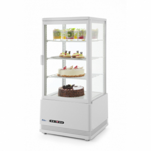 Vitrina refrigerada blanca de 4 caras de cristal - 78 litros