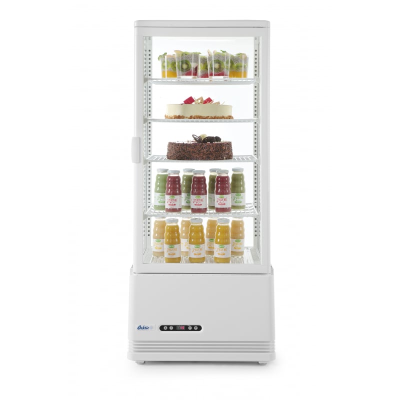 Vitrina refrigerada blanca de 4 caras de cristal - 98 litros