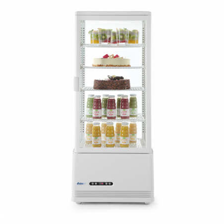 Vitrina refrigerada blanca de 4 caras de cristal - 98 litros