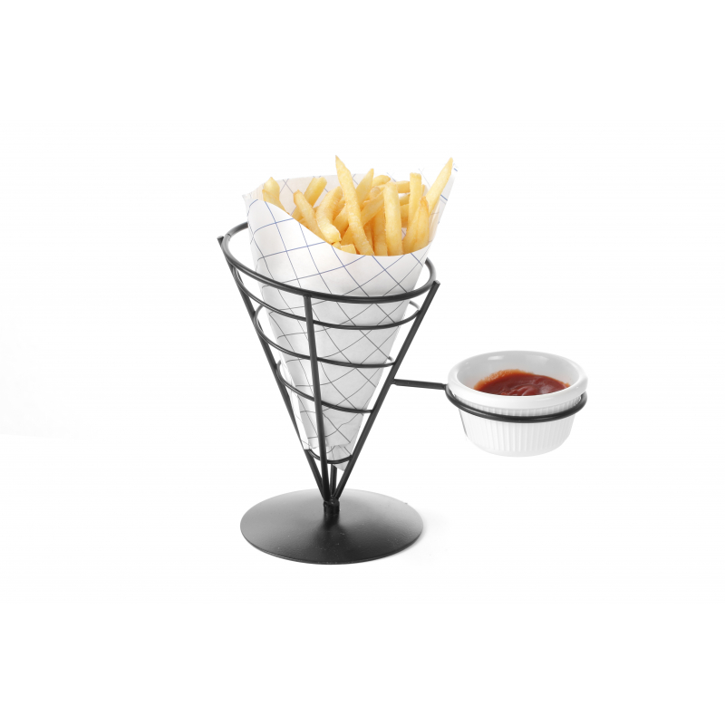 Soporte para cucurucho de papas fritas y salsa