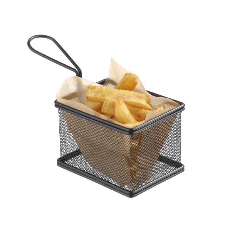 Cesta de patatas fritas en miniatura negra - 90 x 90 mm