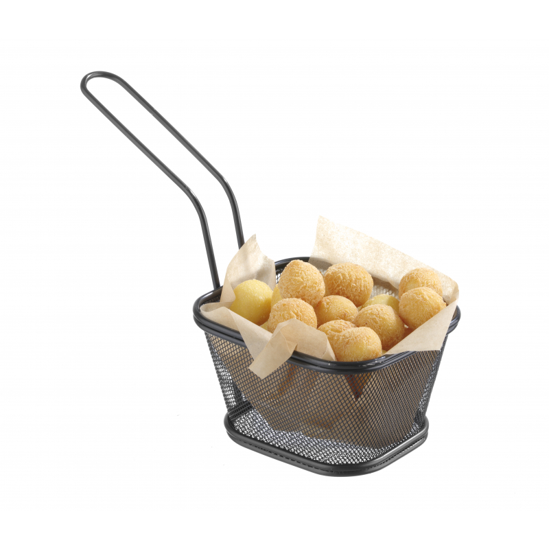 Cesta de patatas fritas en miniatura negra - 105 x 90 mm